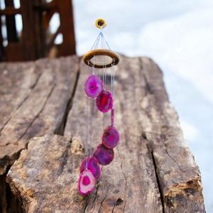 Cambay Art Traditionnel Feng Shui Cristal Agate Naturelle Polie en Tranche Attrape-Soleil Carillon Éolien Décoration Maison Jardin Écologique - Product Image 4