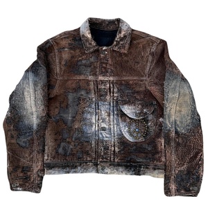 Veste en jean vieilli style vintage avec broderie strass, effet délavé soleil, pour homme, printemps, logo frontal, fabrication OEM 2026 - Product Image 1