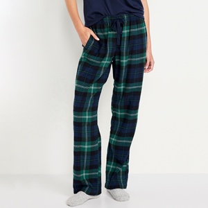 Green Flannel <b>Pajama</b> Pants for Women Plaid All Day Relaxed Fit Straight Leg Pants With Breathable Features - Product Image 1