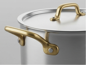 Cacerolas Redondas de Acero Inoxidable con Acabado Pulido Espejo y Asa de Latón, Calentador de Alimentos, Olla para Servir, Utensilios de Cocina - Product Image 3