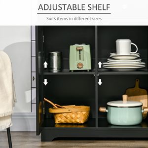 Credenza con Ripiani Regolabili, 3 Armadietti e 3 Cassetti, Nera, Arredamento Cucina Antico Tradizionale per Sala da Pranzo e Soggiorno - Product Image 5