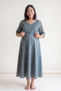<b>Women</b>’s Handblock Print Maternity <b>Kaftan</b> <b>Dress</b> Loose Fit Boho Postpartum Maxi <b>Dress</b> Breastfeeding <b>Dress</b> Wholesale Price - Product Image 5