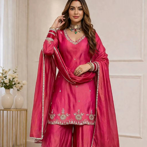 Ramdev Trading Kurta/Kurti pour femme en Georgette bicolore épaisse à imprimé numérique moderne, séchage rapide, coupe classique, pour mariage, fête, Diwali et toutes occasions - Product Image 1