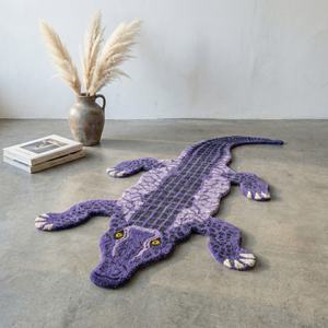 Alfombra de Lana Tejida a Mano con Diseño de Animales, Color Morado, Venta al Por Mayor, Tamaño Personalizado, Proveedor de Decoración para el Hogar - Product Image 5