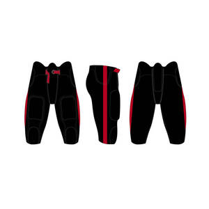 Ensemble d'uniformes de football américain personnalisés, rouge et noir, maillot et pantalon imprimés par transfert thermique, unisexe, léger, sans manches, taille élastique - Product Image 4