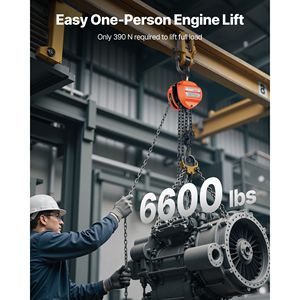 Paranco a Catena Manuale da 3 Tonnellate (6600 Libbre) con Catena G80 Zincata per Carichi Pesanti, Altezza di Sollevamento 10 Piedi, Versione Aggiornata - Product Image 3