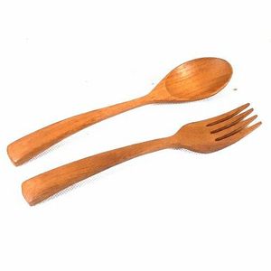 Fourchettes et cuillères à salade en bois du Shandong, fabriquées à la main aux États-Unis, écologiques, compatibles lave-vaisselle, pour la cuisine familiale - Product Image 1