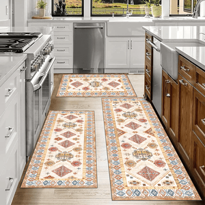 Boho 3-Piece Non-Slip Kitchen Rug Set Thick <b>Washable</b> Floor Mats <b>Runner</b> Kitchen Mats - Product Image 5