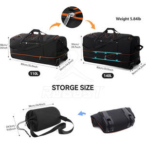 Bolsa de Viaje Multiusos Ligera con Cierre de Cremallera, Correas Ajustables, Diseño Espacioso y Capacidad de 20-36L para Fácil Transporte - Product Image 2