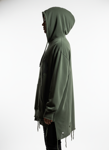 เสื้อฮู้ดดี้สไตล์วินเทจฮิปฮอปทรงโอเวอร์ไซส์ ผ้าฝ้ายดิบ ตัดเย็บแบบดิสเทรส  สองชั้น  สำหรับผู้ชาย  รับผลิตตามแบบ OEM สตรีทแวร์ - Product Image 3