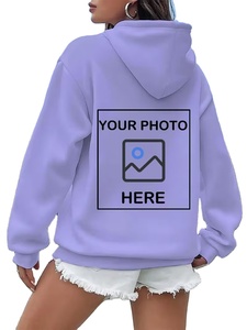 Custom Women's Printed Autumn Winter Fleece Hoodie Warm Drawstring Kangaroo Pocket Front 100% Cotton Quick-Dry Breathable Hooded - Product Image 2