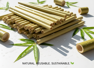 Pailles à boire en bambou emballées de manière durable, biodégradables et compostables pour les entreprises écologiques et les fêtes avec logo personnalisé - Product Image 4