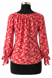 Blusa de Manga Larga con Cuello en V y Estampado Floral para Mujer, Diseño Nuevo, con Puños Elásticos y Lazo Delantero, Estilo Boho Casual de Verano - Product Image 3
