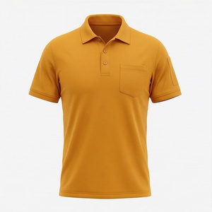 Men's Mustard Yellow Short Sleeve <b>Polo</b> <b>Shirt</b> <b>With</b> Chest <b>Pocket</b> Casual Woven Solid Design Regular Fit - Product Image 1