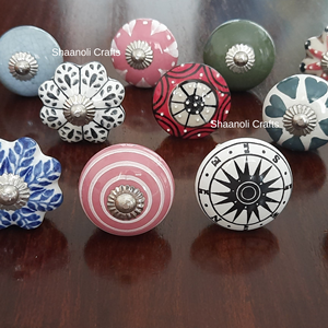 Boutons de porte en céramique de poterie bleue indienne peints à la main Design moderne pour armoires de cuisine meubles décoration intérieure pour tiroirs - Product Image 4