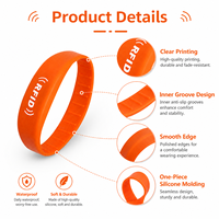 Bracelet RFID en silicone pour contrôle d'accès et identification, confortable pour la gym, 13,56 MHz, 125 kHz