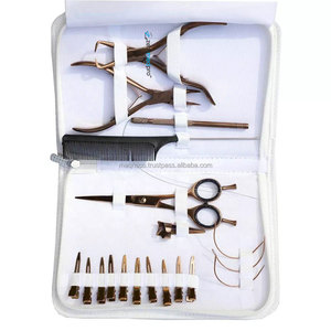 Rose Gold Plated Weft Hair Extension Plier Micro <b>Link</b> Tool Kit With Hair Cutting Scissor, <b>Quick</b> Hair Parting Tools Loop Needle - Product Image 2
