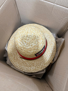 Handmade Adjustable Cotton Linen Straw Bucket Hat Woven Sun Hat <b>Red</b> <b>Ribbon</b> Embroidery Logo Unisex Beach Summer Casual Adult - Product Image 1