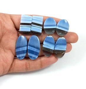 Paire d'opales bleues naturelles, pierres précieuses brutes, cabochons de formes variées, lot de pierres précieuses pour la fabrication de bijoux - Product Image 2