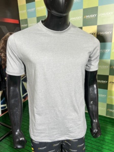 T-shirt en jersey de coton gris à manches courtes et col rond pour homme, coupe classique, motif décontracté, respirant, séchage rapide, 100 % coton - Product Image 6