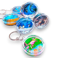 Llavero de Acrílico Líquido con Diseño de Parque Marino Flotante, Duradero, en 3D, Multicolor, con Impresión UV (4.6x1.4cm)