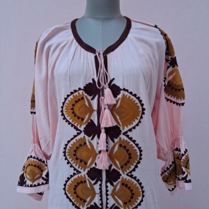 Tendencia Festiva, Navidad, Verano, Transpirable, Algodón, Encaje, Bordado Suzani, Recto, Hippie, Indio, Hecho a Mano, Bohemio, Maxi, Crew - Product Image 1