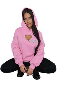 Sweat-shirt tendance pour femme, coupe carrée, avec logo personnalisé en strass sur la poitrine, respirant, 100% coton, style streetwear - Product Image 2