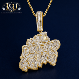 I&U Luxury New Design 925 <b>Silver</b> Moissanite Number Necklace Hip Hop Number Sign Pendant Rhodium/Gold/<b>Silver</b> Plated Unisex - Product Image 2