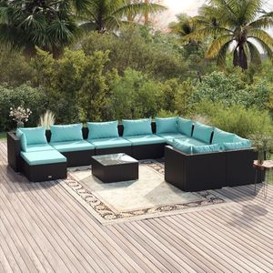 Set Lounge da Giardino Nero D0100HXY9YT in Rattan, Arredamento da Esterno Contemporaneo Resistente alle Intemperie, Capacità 10+ Posti - Product Image 3