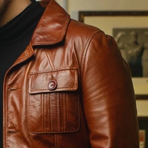 Chaquetas de Cuero Personalizadas para Hombre, Chaquetas Casuales de Invierno, Chaquetas de Cuero para Motociclistas con Cierre Personalizado, Ropa Exterior de Estilo Clásico - Product Image 4