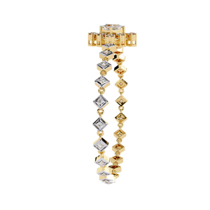 Luxury 18K <b>Solid</b> Gold Princess Cut Diamond Tennis <b>Bracelet</b> Women's Geometric Wedding Jewelry - Product Image 2