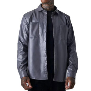 Camisa de Cuero para Hombre, Cuero Suave de Primera Calidad, Diseño Clásico con Botones, Corte Ajustado, Duradera, Elegante, Informal, para Uso Diario, Transpirable, Ecológica - Product Image 1