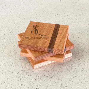 Handcrafted Two-Tone Square Oak Wooden <b>Coasters</b>. Premium Inlay Stripe Design <b>Drink</b> Mats And Pads <b>For</b> Coffee Mugs & Kitchen Decor - Product Image 3