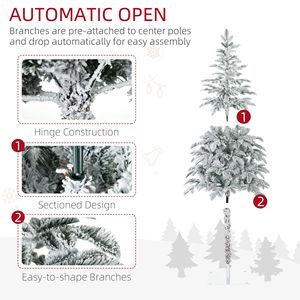 Albero di Natale Artificiale 6 Piedi (180 cm) con Base in Acciaio ad Apertura Automatica, Rami Innevati, Luce Calda, 210 cm 7 Piedi Decorato - Product Image 6