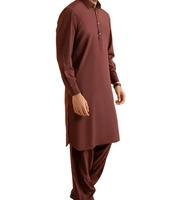 Layanan OEM Busana Pria Polos Warna Sesuai Pesanan Shalwar Kameez Afghan Pathani Pakistan 2pcs Katun Bordir Panjang Selutut