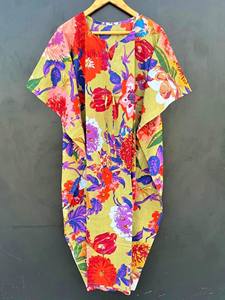 Robe kaftan ample à manches 3/4 pour femmes, 100% coton, imprimé floral, dentelle, lavable - Product Image 4