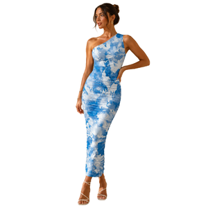 Robe longue de soirée asymétrique sans manches pour femme, coupe ajustée, nouvelle collection automne, haute qualité, offre spéciale - Product Image 1