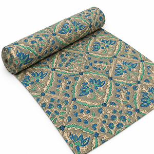 Custom Design Organic Eco-Friendly Lightweight <b>Purple</b> Flower Block Printed Cotton Voile <b>Fabric</b> Breathable Soft Accessories Girls - Product Image 3