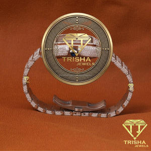 นาฬิกาหรูหราประดับเพชรโมอิสซาไนต์คลาสสิก สายสแตนเลสสตีลชุบทอง ขอบหน้าปัดสีทอง พรีเมียม เครื่องประดับแฟชั่นสำหรับผู้ชาย - Product Image 4