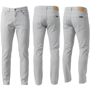 Pantalon décontracté coupe droite pour homme MASTER TEXTILE en twill tissé respirant, taille mi-haute, avec fermeture boutonnée et rivets, en coton/élasthanne - Product Image 1