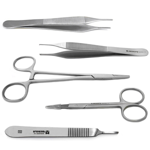 Kit de chirurgie mineure : Ciseaux à suturer, Porte-aiguille, Pinces, Pince Adson - Product Image 1