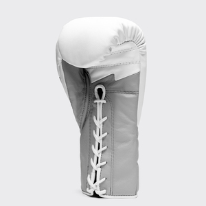 Gants de boxe Pro Design Fly, gris et blanc, en cuir véritable, pour la boxe, le Muay Thai, le kickboxing, l'entraînement de boxe Fly - Product Image 3