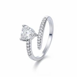 แหวนเงินแท้ 925 ประดับทองคำ 14K รูปหัวใจแบบเปิด ฝังเพชรแล็บทรงกลม ของขวัญสุดโรแมนติกสำหรับเธอ - Product Image 2