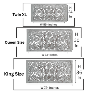 Tête de lit Queen Size sculptée à la main en bois, motif floral Mandala, finition blanchie, en bois d'ingénierie, décoration murale - Product Image 6