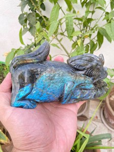 Escultura de Labradorita Camaleón |   Figura de Animal Tallada a Mano en Piedra Preciosa para Coleccionistas y Minoristas de Regalos, Decoración Feng Shui para el Hogar - Product Image 4