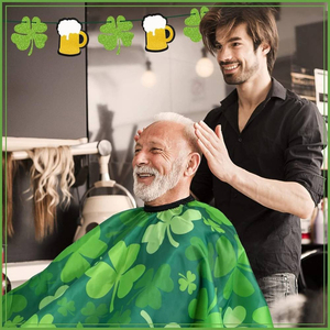 Capa de Peluquería con Patrón de Trébol Verde, Poliéster Resistente al Agua, Capa de Corte de Pelo para Salón de Belleza, Cierre Ajustable con Broches, Reutilizable - Product Image 5