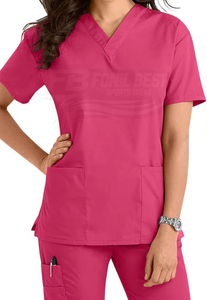 Blouse médicale verte en coton et polyester à col en V pour femmes, avec poches, pour le personnel médical - Product Image 4
