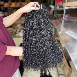 Meilleures ventes : Mèches de cheveux humains bouclés Pixie pour extensions capillaires, avec frontal en dentelle pour perruques en cheveux humains Lace Front - Product Image 4