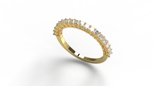 Bague de fiançailles et de mariage en or 18 carats de luxe avec diamant taille princesse, demi-alliance éternelle, bijou empilable pour femme - Product Image 2