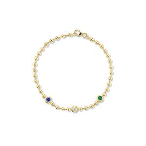 Round Gemstone Diamond Station Bracelets 14K 18K <b>Solid</b> <b>Gold</b> Bezel Set 3 mm Ball Bead Chain 6.5 Inches Fine Jewelry Factory Price - Product Image 1